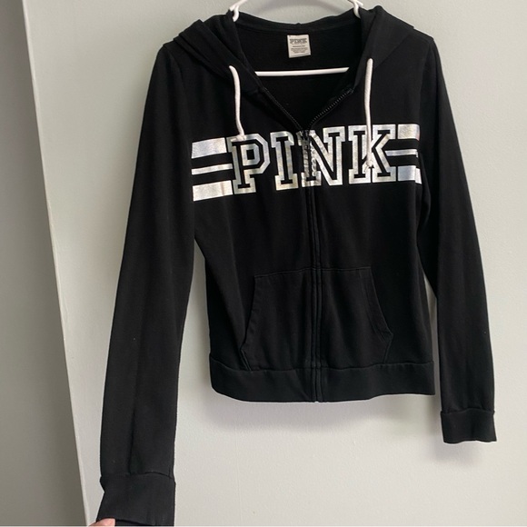 PINK VICTORIA'S SECRET FULL ZIP HOODIE - SMALL - Picture 3 of 8